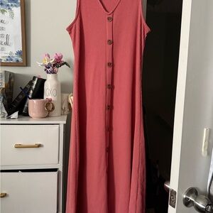 Old Navy Pink Buttoned Sleeveless Maxi Sundress